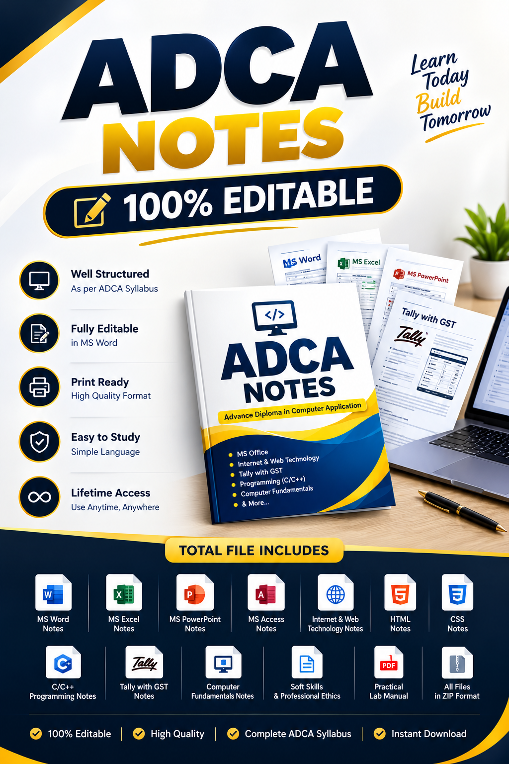 ADCA COMPUTER Notes PDF – 100%  EDITABLE